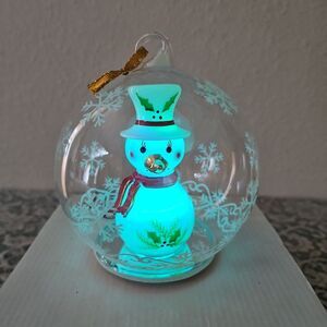 Vintage Soreele LED Lighted Glass Snowman Globe